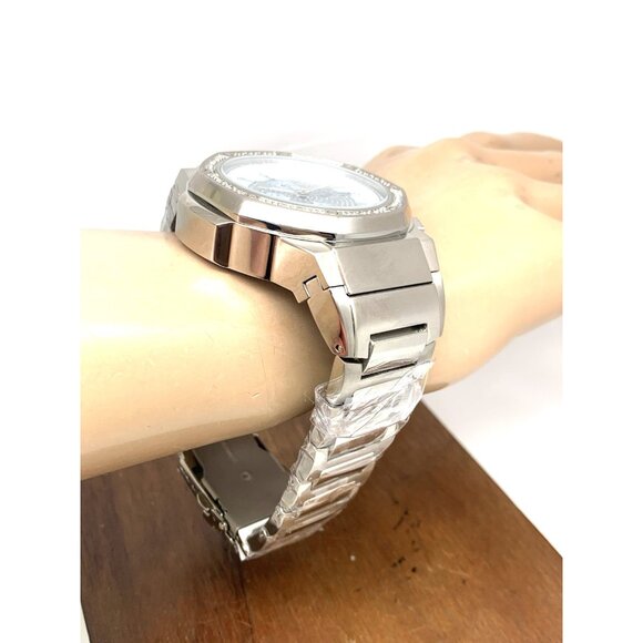 JBW Men's Watch JB-6101-M Saxon Swiss Quartz Diamond Blue Dial Silver Steel 48mm - Picture 12 of 14